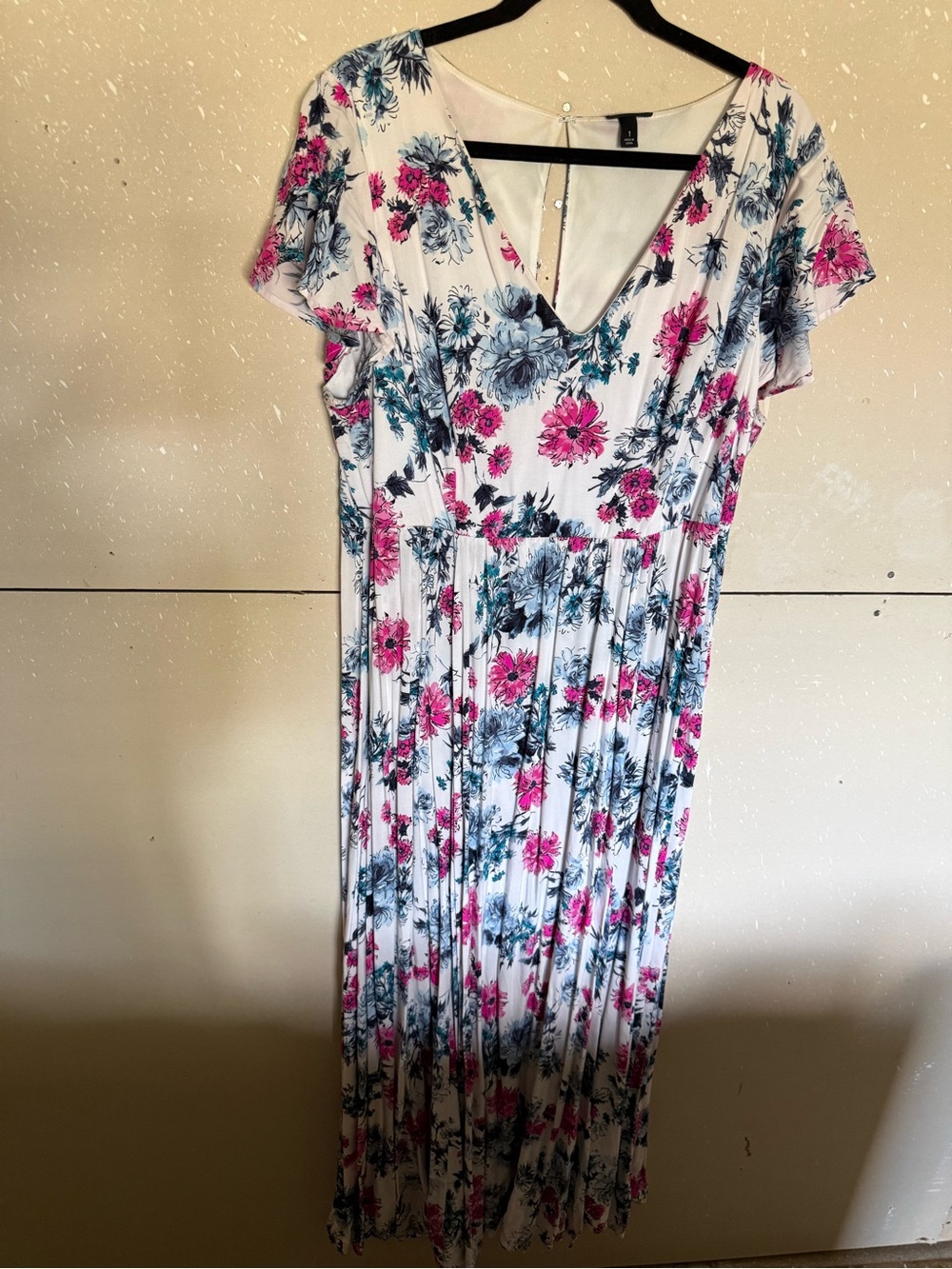 torrid White Midi Dress with Pink & Blue Floral Print